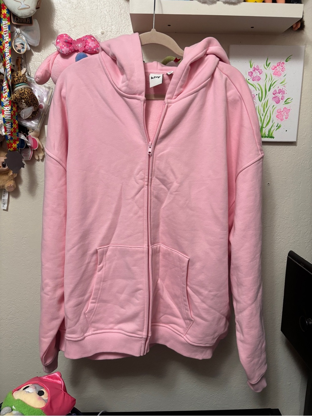 Khy Fleece Oversized Zip Hoodie in the shade Orchid Pink Sz XL